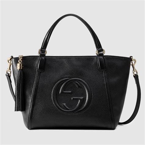 gucci soho leather large zip top handle|Gucci soho leather tote.